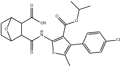 3-({[4-(4-chlorophenyl)-3-(isopropoxycarbonyl)-5-methyl-2-thienyl]amino}carbonyl)-7-oxabicyclo[2.2.1]heptane-2-carboxylic acid Struktur