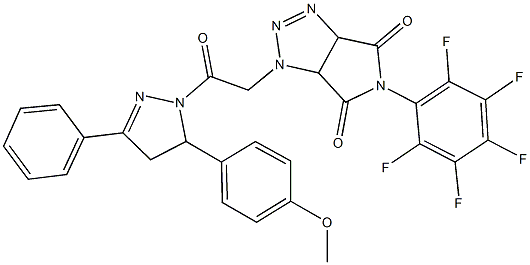 1-{2-[5-(4-methoxyphenyl)-3-phenyl-4,5-dihydro-1H-pyrazol-1-yl]-2-oxoethyl}-5-(2,3,4,5,6-pentafluorophenyl)-3a,6a-dihydropyrrolo[3,4-d][1,2,3]triazole-4,6(1H,5H)-dione Struktur