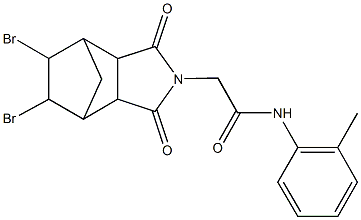 2-(8,9-dibromo-3,5-dioxo-4-azatricyclo[5.2.1.0~2,6~]dec-4-yl)-N-(2-methylphenyl)acetamide Struktur