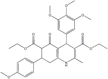 diethyl 7-(4-methoxyphenyl)-2-methyl-5-oxo-4-(3,4,5-trimethoxyphenyl)-1,4,5,6,7,8-hexahydro-3,6-quinolinedicarboxylate Struktur