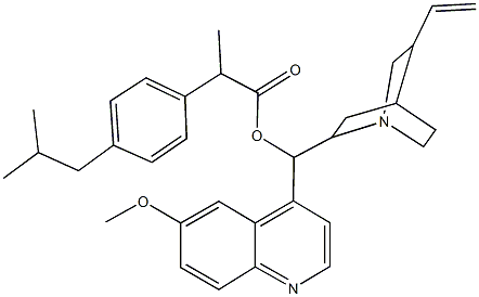 (6-methoxy-4-quinolinyl)(5-vinyl-1-azabicyclo[2.2.2]oct-2-yl)methyl 2-(4-isobutylphenyl)propanoate Struktur