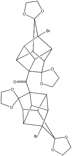 di(9'-bromo-dispiro{1,3-dioxolane-2,6'-pentacyclo[5.3.0.0~2,5~.0~3,9~.0~4,8~]decane-10',2''-[1,3]-dioxolane}-5'-yl)methanone Struktur