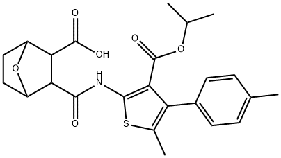 3-({[3-(isopropoxycarbonyl)-5-methyl-4-(4-methylphenyl)-2-thienyl]amino}carbonyl)-7-oxabicyclo[2.2.1]heptane-2-carboxylic acid Struktur