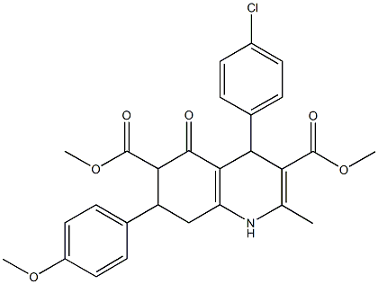 dimethyl 4-(4-chlorophenyl)-7-(4-methoxyphenyl)-2-methyl-5-oxo-1,4,5,6,7,8-hexahydroquinoline-3,6-dicarboxylate Struktur