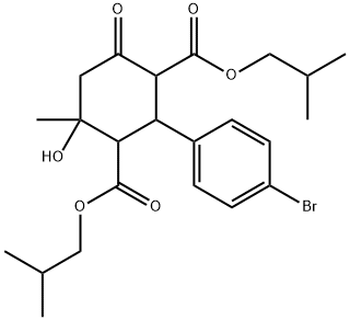 diisobutyl 2-(4-bromophenyl)-4-hydroxy-4-methyl-6-oxo-1,3-cyclohexanedicarboxylate Struktur