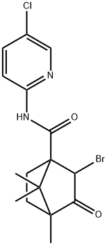 2-bromo-N-(5-chloro-2-pyridinyl)-4,7,7-trimethyl-3-oxobicyclo[2.2.1]heptane-1-carboxamide Struktur