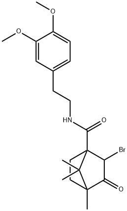 2-bromo-N-[2-(3,4-dimethoxyphenyl)ethyl]-4,7,7-trimethyl-3-oxobicyclo[2.2.1]heptane-1-carboxamide Struktur