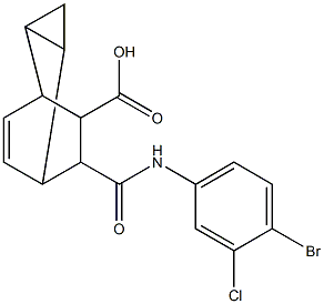 7-[(4-bromo-3-chloroanilino)carbonyl]tricyclo[3.2.2.0~2,4~]non-8-ene-6-carboxylic acid Struktur