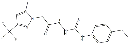 N-(4-ethylphenyl)-2-{[5-methyl-3-(trifluoromethyl)-1H-pyrazol-1-yl]acetyl}hydrazinecarbothioamide Struktur