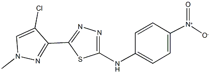 2-(4-chloro-1-methyl-1H-pyrazol-3-yl)-5-{4-nitroanilino}-1,3,4-thiadiazole Struktur