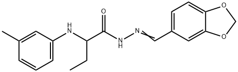 N'-(1,3-benzodioxol-5-ylmethylene)-2-(3-toluidino)butanohydrazide Struktur