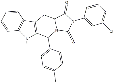 2-(3-chlorophenyl)-5-(4-methylphenyl)-3-thioxo-2,3,5,6,11,11a-hexahydro-1H-imidazo[5',1':6,1]pyrido[3,4-b]indol-1-one Struktur