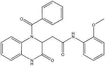 2-(1-benzoyl-3-oxo-1,2,3,4-tetrahydro-2-quinoxalinyl)-N-(2-methoxyphenyl)acetamide Struktur