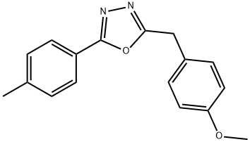 methyl 4-{[5-(4-methylphenyl)-1,3,4-oxadiazol-2-yl]methyl}phenyl ether Struktur