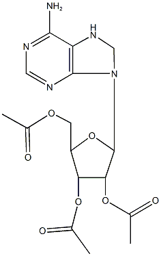 4-(acetyloxy)-2-[(acetyloxy)methyl]-5-(6-amino-7,8-dihydro-9H-purin-9-yl)tetrahydro-3-furanyl acetate Struktur