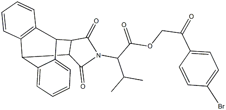 2-(4-bromophenyl)-2-oxoethyl 2-(16,18-dioxo-17-azapentacyclo[6.6.5.0~2,7~.0~9,14~.0~15,19~]nonadeca-2,4,6,9,11,13-hexaen-17-yl)-3-methylbutanoate Struktur