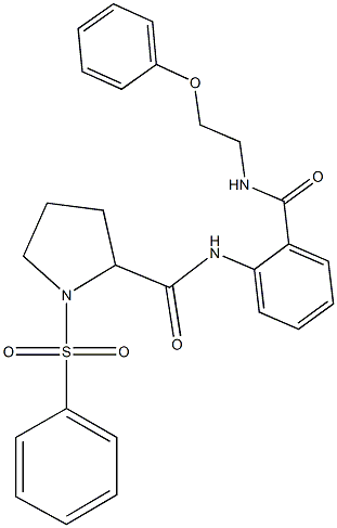 N-(2-{[(2-phenoxyethyl)amino]carbonyl}phenyl)-1-(phenylsulfonyl)-2-pyrrolidinecarboxamide Struktur