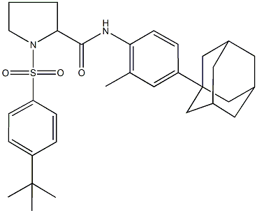 N-[4-(1-adamantyl)-2-methylphenyl]-1-[(4-tert-butylphenyl)sulfonyl]-2-pyrrolidinecarboxamide Struktur