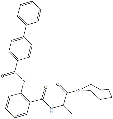 N-[2-({[2-(1-azepanyl)-1-methyl-2-oxoethyl]amino}carbonyl)phenyl][1,1'-biphenyl]-4-carboxamide Struktur