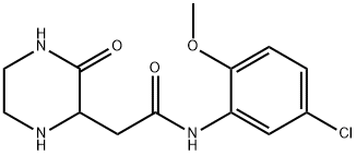 N-(5-chloro-2-methoxyphenyl)-2-(3-oxo-2-piperazinyl)acetamide Struktur