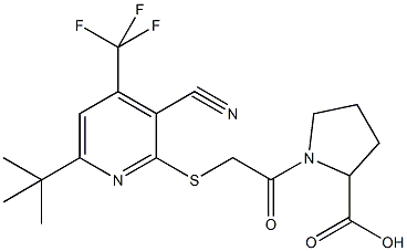 1-({[6-tert-butyl-3-cyano-4-(trifluoromethyl)-2-pyridinyl]sulfanyl}acetyl)proline Struktur