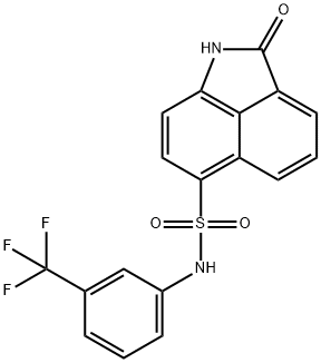 2-oxo-N-[3-(trifluoromethyl)phenyl]-1,2-dihydrobenzo[cd]indole-6-sulfonamide Struktur