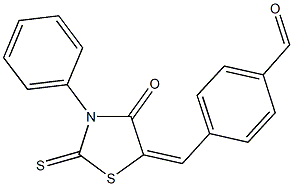 4-[(4-oxo-3-phenyl-2-thioxo-1,3-thiazolidin-5-ylidene)methyl]benzaldehyde Struktur