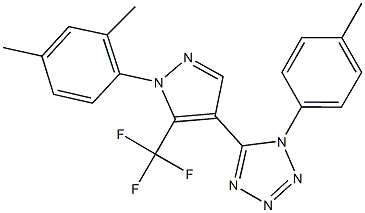 5-[1-(2,4-dimethylphenyl)-5-(trifluoromethyl)-1H-pyrazol-4-yl]-1-(4-methylphenyl)-1H-tetraazole Struktur