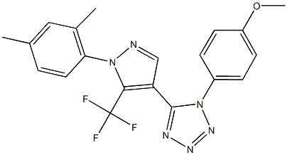 5-[1-(2,4-dimethylphenyl)-5-(trifluoromethyl)-1H-pyrazol-4-yl]-1-(4-methoxyphenyl)-1H-tetraazole Struktur