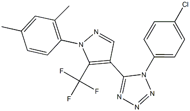 1-(4-chlorophenyl)-5-[1-(2,4-dimethylphenyl)-5-(trifluoromethyl)-1H-pyrazol-4-yl]-1H-tetraazole Struktur