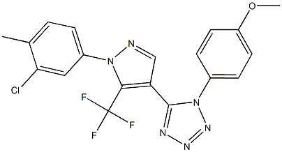 4-{5-[1-(3-chloro-4-methylphenyl)-5-(trifluoromethyl)-1H-pyrazol-4-yl]-1H-tetraazol-1-yl}phenyl methyl ether Struktur