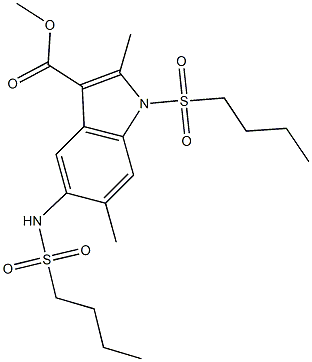 methyl 1-(butylsulfonyl)-5-[(butylsulfonyl)amino]-2,6-dimethyl-1H-indole-3-carboxylate Struktur