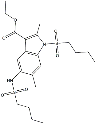 ethyl 1-(butylsulfonyl)-5-[(butylsulfonyl)amino]-2,6-dimethyl-1H-indole-3-carboxylate Struktur