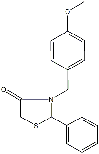 3-(4-methoxybenzyl)-2-phenyl-1,3-thiazolidin-4-one Struktur