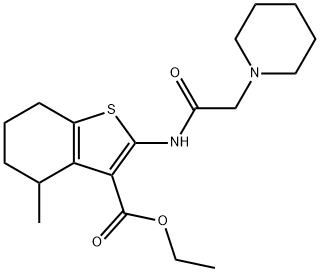 ethyl 4-methyl-2-[(1-piperidinylacetyl)amino]-4,5,6,7-tetrahydro-1-benzothiophene-3-carboxylate Struktur