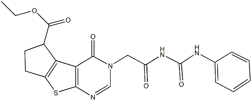 ethyl 3-{2-[(anilinocarbonyl)amino]-2-oxoethyl}-4-oxo-3,5,6,7-tetrahydro-4H-cyclopenta[4,5]thieno[2,3-d]pyrimidine-5-carboxylate Struktur