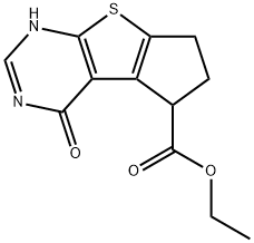 ethyl 4-oxo-3,5,6,7-tetrahydro-4H-cyclopenta[4,5]thieno[2,3-d]pyrimidine-5-carboxylate Struktur