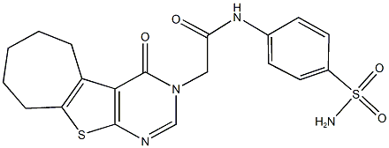 N-[4-(aminosulfonyl)phenyl]-2-(4-oxo-6,7,8,9-tetrahydro-4H-cyclohepta[4,5]thieno[2,3-d]pyrimidin-3(5H)-yl)acetamide Struktur