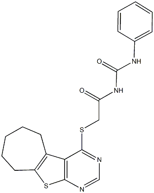 N-phenyl-N'-[(6,7,8,9-tetrahydro-5H-cyclohepta[4,5]thieno[2,3-d]pyrimidin-4-ylsulfanyl)acetyl]urea Struktur