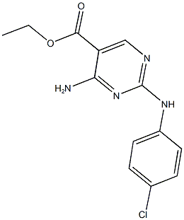 ethyl 4-amino-2-(4-chloroanilino)-5-pyrimidinecarboxylate Struktur