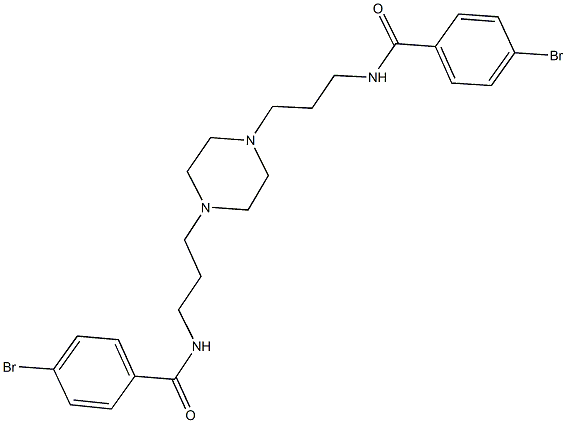 4-bromo-N-[3-(4-{3-[(4-bromobenzoyl)amino]propyl}-1-piperazinyl)propyl]benzamide Struktur