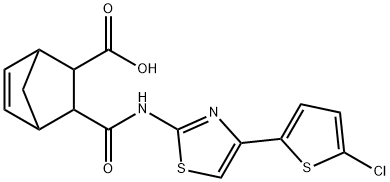 3-({[4-(5-chloro-2-thienyl)-1,3-thiazol-2-yl]amino}carbonyl)bicyclo[2.2.1]hept-5-ene-2-carboxylic acid Struktur