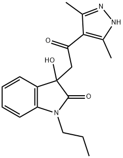 3-[2-(3,5-dimethyl-1H-pyrazol-4-yl)-2-oxoethyl]-3-hydroxy-1-propyl-1,3-dihydro-2H-indol-2-one Struktur