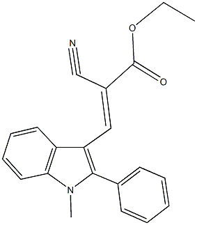 ethyl 2-cyano-3-(1-methyl-2-phenyl-1H-indol-3-yl)acrylate Struktur