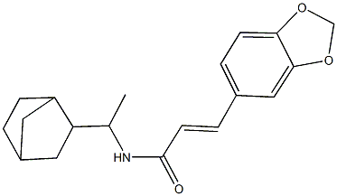 3-(1,3-benzodioxol-5-yl)-N-(1-bicyclo[2.2.1]hept-2-ylethyl)acrylamide Struktur