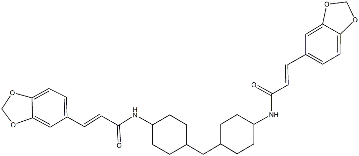 3-(1,3-benzodioxol-5-yl)-N-{4-[(4-{[3-(1,3-benzodioxol-5-yl)acryloyl]amino}cyclohexyl)methyl]cyclohexyl}acrylamide Struktur