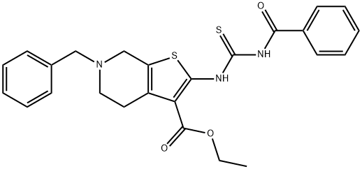 ethyl 2-{[(benzoylamino)carbothioyl]amino}-6-benzyl-4,5,6,7-tetrahydrothieno[2,3-c]pyridine-3-carboxylate Struktur