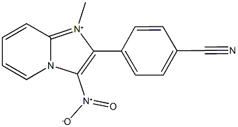 2-(4-cyanophenyl)-1-methyl-3-nitroimidazo[1,2-a]pyridin-1-ium Struktur