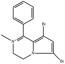 6,8-dibromo-2-methyl-1-phenyl-3,4-dihydropyrrolo[1,2-a]pyrazin-2-ium Struktur