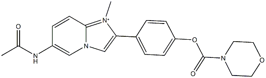 6-(acetylamino)-1-methyl-2-{4-[(4-morpholinylcarbonyl)oxy]phenyl}imidazo[1,2-a]pyridin-1-ium Struktur